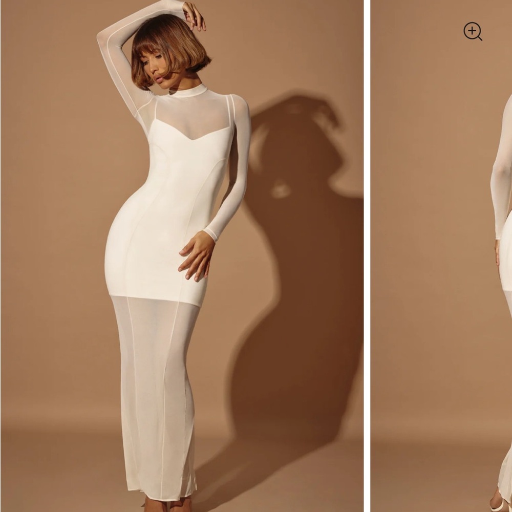 Elegant White Long Sleeve Dress